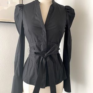 Karen Millen Black Puff Sleeve Blouse